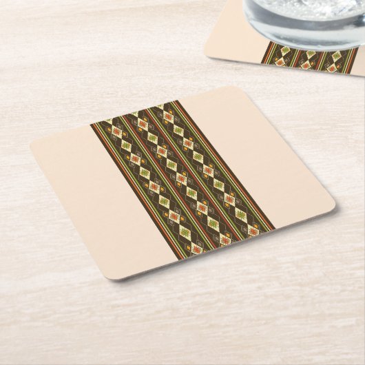 Ethiopian Tebeb Pattern Kartonnen Onderzetters (Schuin)