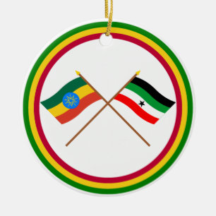 Ethiopië en Gambella Crossed Flags Keramisch Ornament