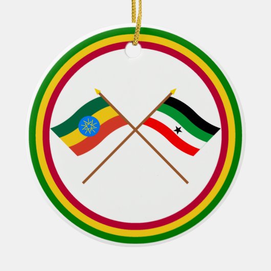 Ethiopië en Gambella Crossed Flags Keramisch Ornament (Voorkant)