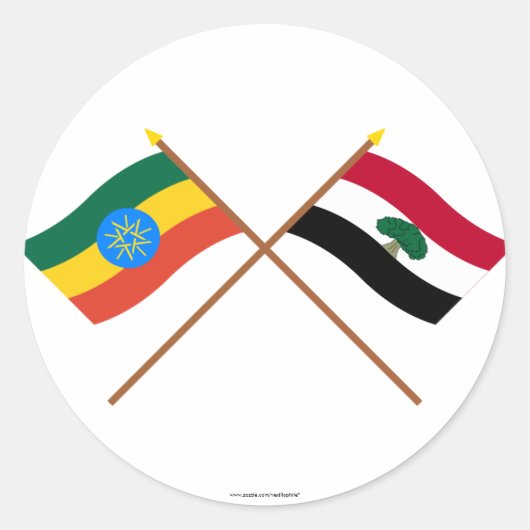 Ethiopië en Oromia gekruist vlaggen Ronde Sticker (Voorkant)
