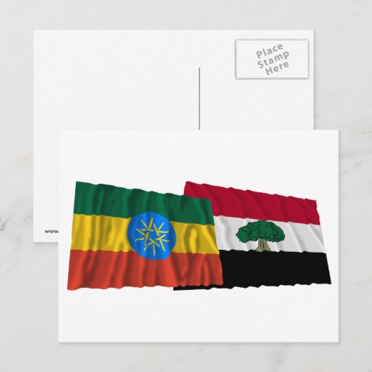 Ethiopië en Oromia Waving Flags Briefkaart (Voorkant / Achterkant)
