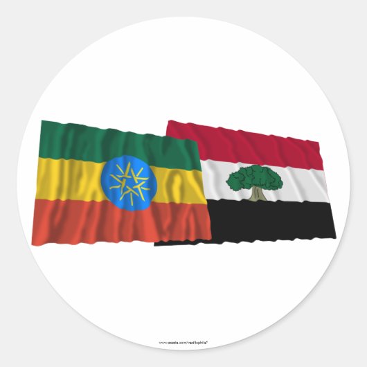 Ethiopië en Oromia Waving Flags Ronde Sticker (Voorkant)