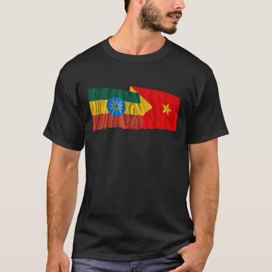 Ethiopië en Tigray Waving Flags T-shirt (Voorkant)