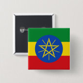 Ethiopië (Ethiopische) Vlag Vierkante Button 5,1 Cm (Voorkant /achterkant)