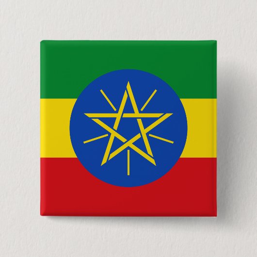 Ethiopië (Ethiopische) Vlag Vierkante Button 5,1 Cm (Voorkant)