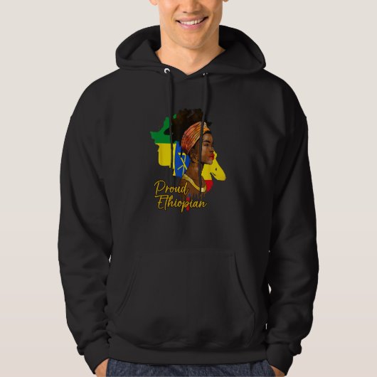 Ethiopië Ethiopische vlag Vlag Proud Love Melanin Hoodie (Voorkant)