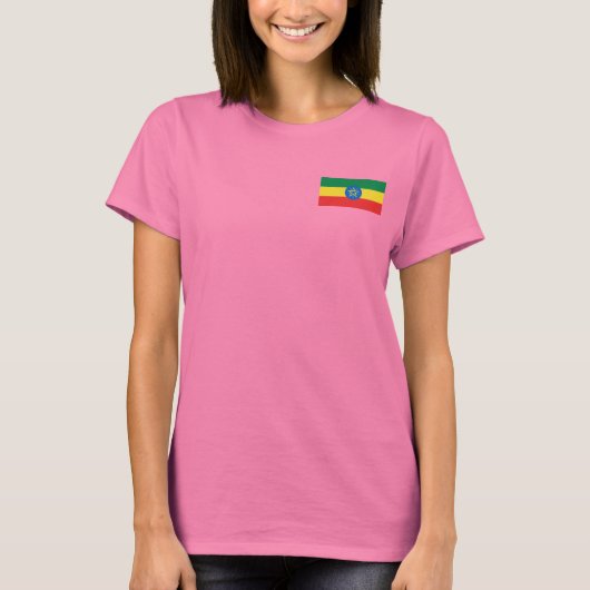 Ethiopië Flag and Map dk T-Shirt (Voorkant)