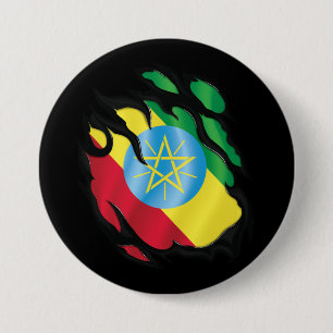 Ethiopië Geripte vlag Ronde Button 7,6 Cm