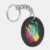 Ethiopië Geripte vlag Sleutelhanger (Voorkant Links)