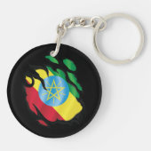 Ethiopië Geripte vlag Sleutelhanger (Achterkant)