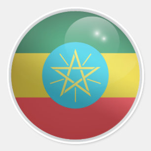 Ethiopië Glossy Circle Flag Ronde Sticker