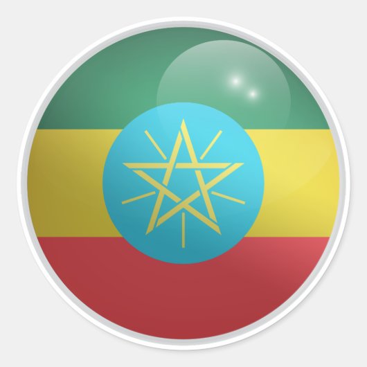 Ethiopië Glossy Circle Flag Ronde Sticker (Voorkant)