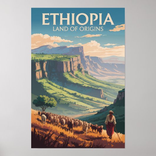 Ethiopië Herder Kudde Reis Kunst Vintage Poster (Voorkant)
