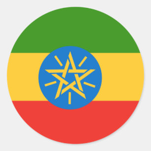 Ethiopië Hoogwaardige vlag Ronde Sticker