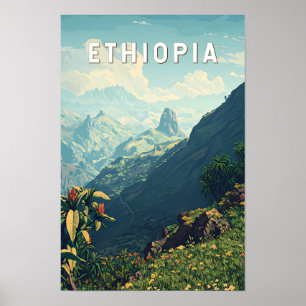 Ethiopië Illustratie Reis Kunst Vintage Poster