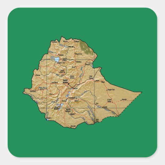 Ethiopië Kaart Sticker (Voorkant)