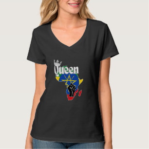 Ethiopië Koningin met Ethiopische vlag in Afrika K T-shirt