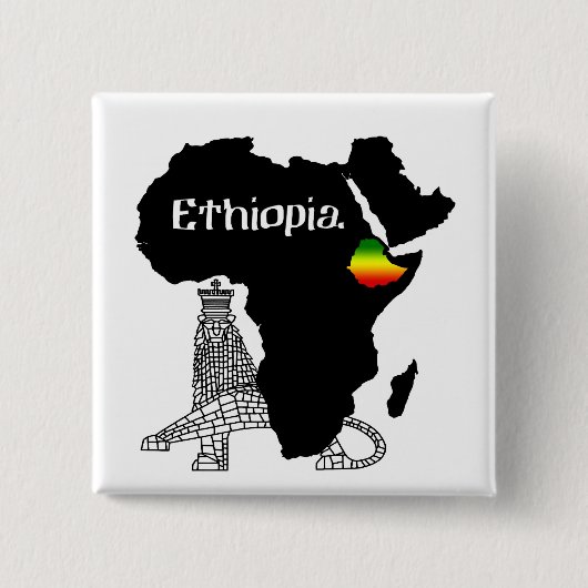 ETHIOPIË / LION VAN JUDAH VIERKANTE BUTTON 5,1 CM (Voorkant)