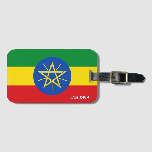 Ethiopië National Flag Patriotic Bagagelabel (Voorkant (horizontaal))