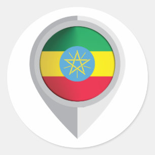 Ethiopië Pin Locatie Vlag Ronde Sticker
