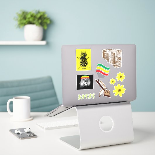 Ethiopië sticker pack ስቲከር (Laptop op bureau)