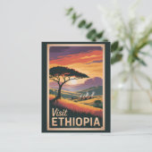 Ethiopië Sunset Travel Art Vintage Briefkaart (Staand voorkant)