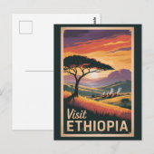 Ethiopië Sunset Travel Art Vintage Briefkaart (Voorkant / Achterkant)