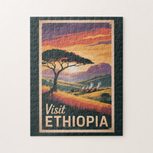 Ethiopië Sunset Travel Art Vintage Legpuzzel