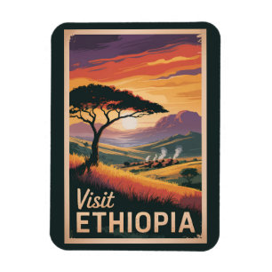Ethiopië Sunset Travel Art Vintage Magneet