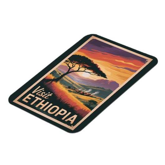Ethiopië Sunset Travel Art Vintage Magneet (Linkerzijde)