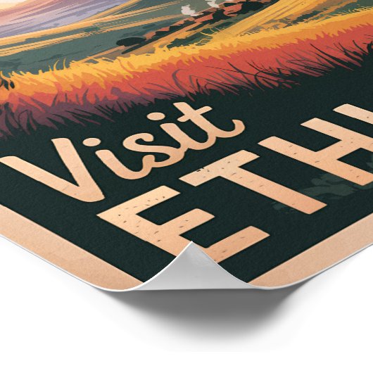 Ethiopië Sunset Travel Art Vintage Poster (Hoek)