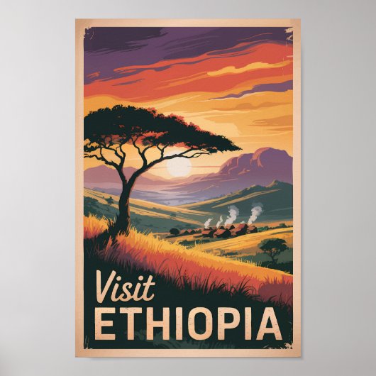 Ethiopië Sunset Travel Art Vintage Poster (Voorkant)
