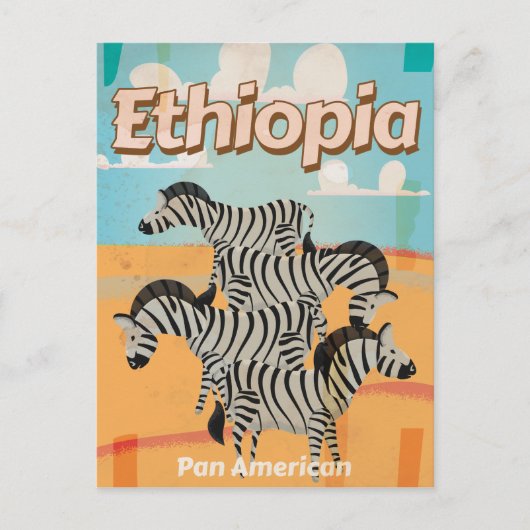 Ethiopië Vintage Reisposter Briefkaart (Voorkant)