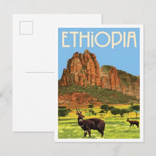Ethiopië Vintage Reizen Briefkaart (Voorkant / Achterkant)