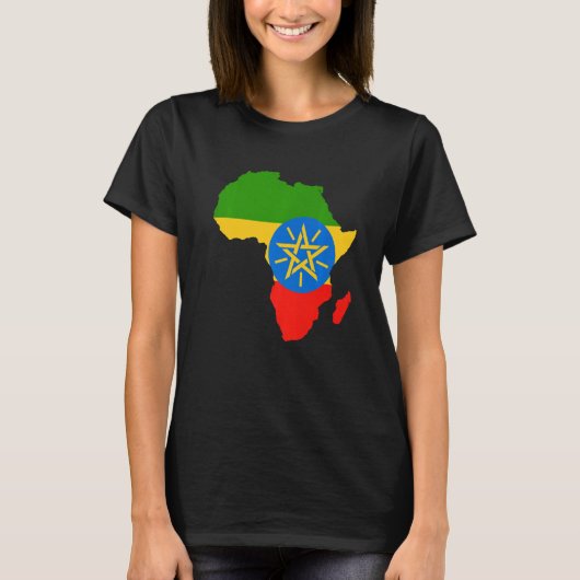 Ethiopië Vlag Afrika Continent Silhouette Gift Eth T-shirt (Voorkant)