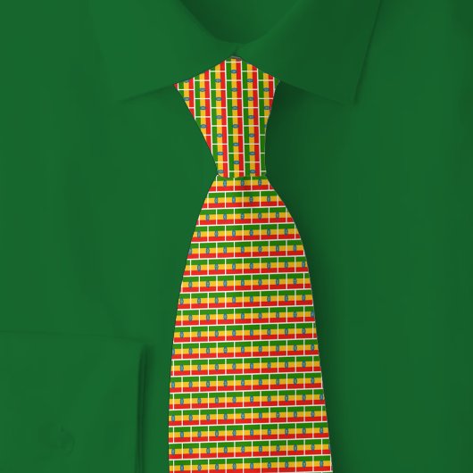 Ethiopië Vlag Baksteenpatroon Stropdas