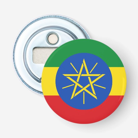 Ethiopië Vlag Button Flesopener (Voorkant)