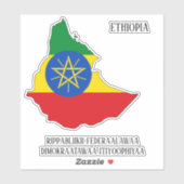 Ethiopië Vlag Charmante Patriottische Kaart Sticker (Vel)