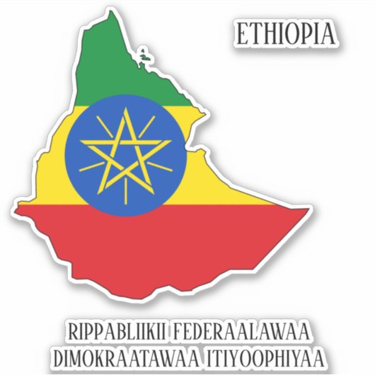 Ethiopië Vlag Charmante Patriottische Kaart Sticker (Voorkant)