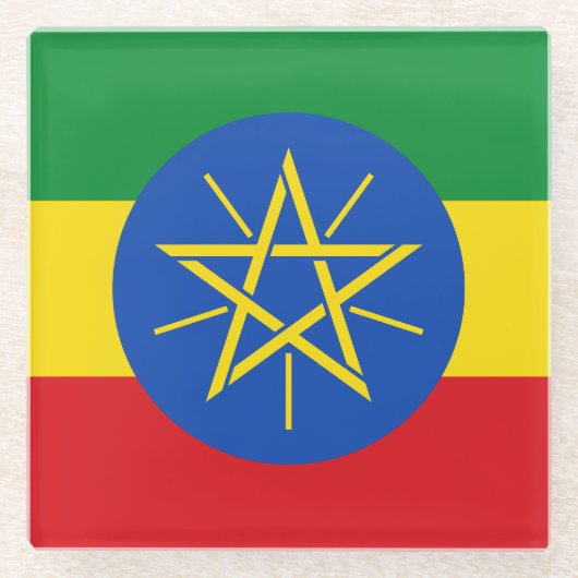 Ethiopië Vlag Glazen Onderzetter (Voorkant)