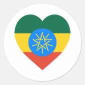 Ethiopië Vlag Hart Ronde Sticker (Voorkant)