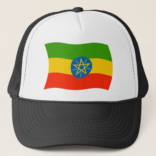 Ethiopië Vlag Hoed Trucker Pet (Voorkant)