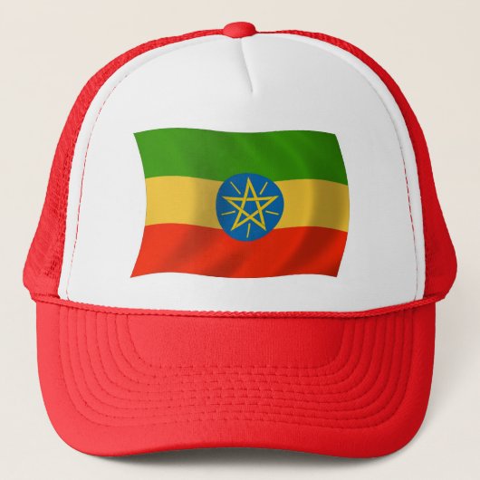 Ethiopië Vlag Hoed Trucker Pet (Voorkant)