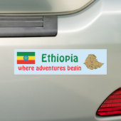 Ethiopië Vlag + Landkaart Bumper Sticker (Op auto)