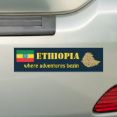 Ethiopië Vlag + Landkaart Bumpersticker (Op auto)