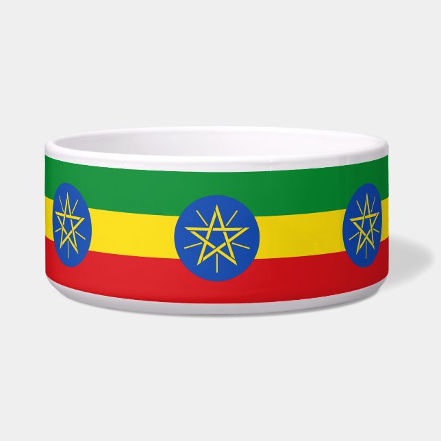 Ethiopië Vlag Pet Bowl Voerbakje (Voorkant)