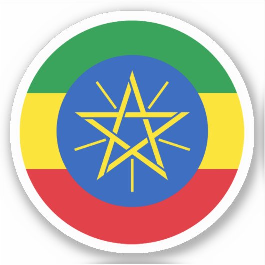 Ethiopië Vlag Ronde Sticker (Voorkant)