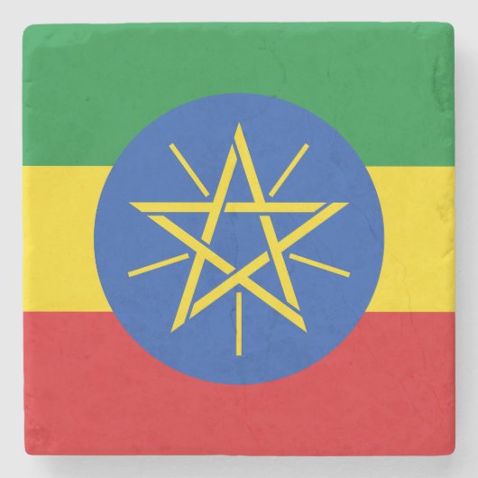 Ethiopië Vlag Stenen Onderzetter (Voorkant)