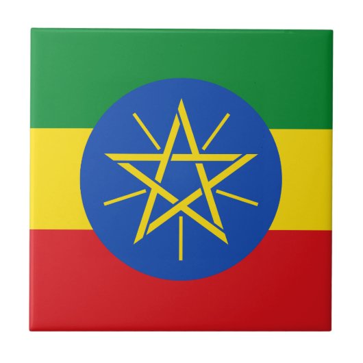 Ethiopië Vlag Tegeltje (Voorkant)