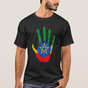 Ethiopië Vlag Vintage Hand Addis Abeba Afrika T-shirt